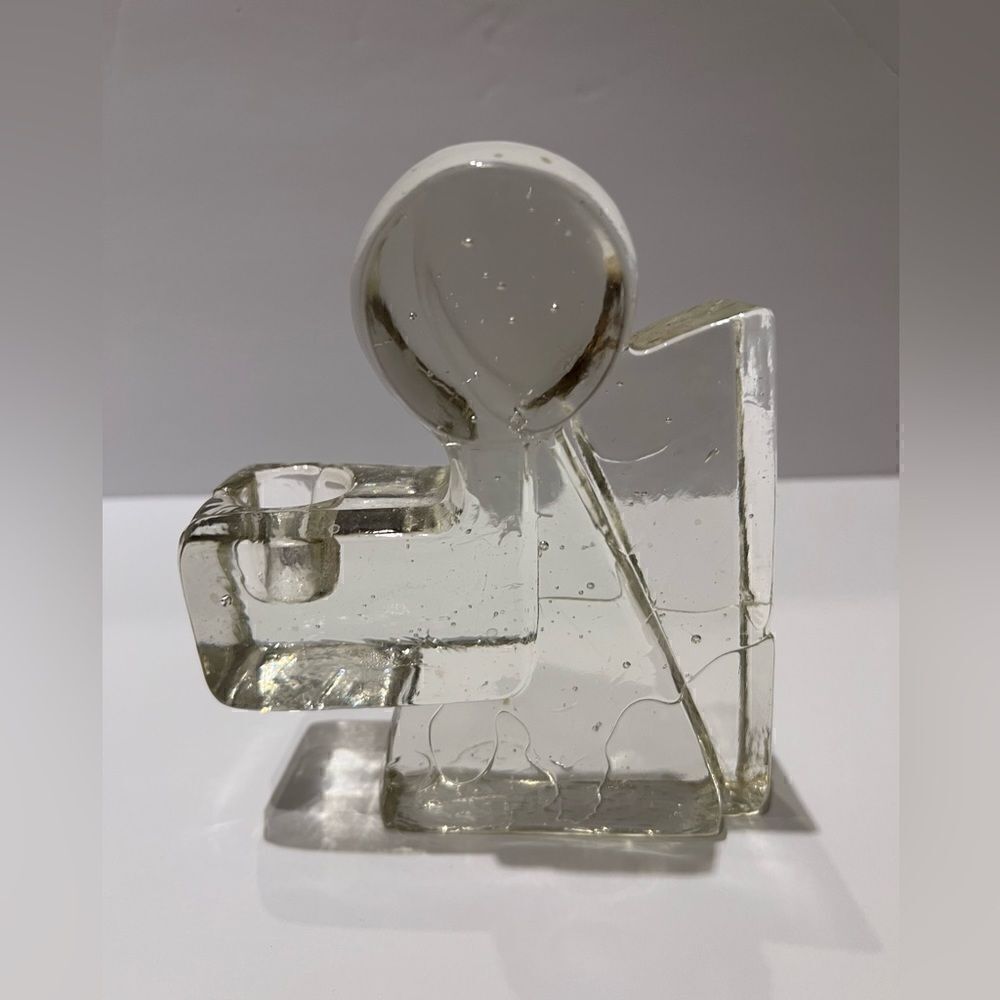 Wiesenthal Hutte Ice Glass Angel Candle Holder MCM Vintage Christmas - Picture 3 of 6
